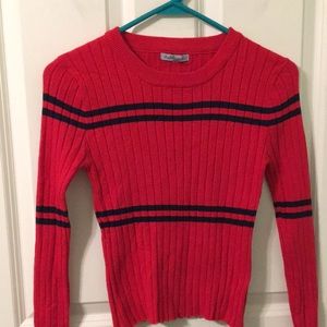 Super stretchy sexy cropped ribbed, striped sweater junior Large